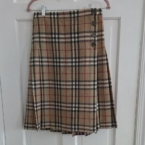 Burberry Beige Plaid A-Line Skirt